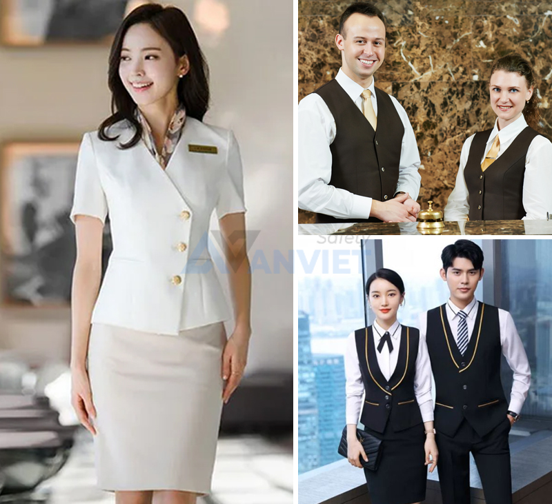 Đồng phục lễ tân sang trọng, thanh lịch.
