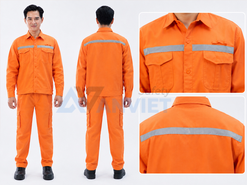 Dải phản quang đạt chuẩn trên trang phục bảo hộ điện lực.