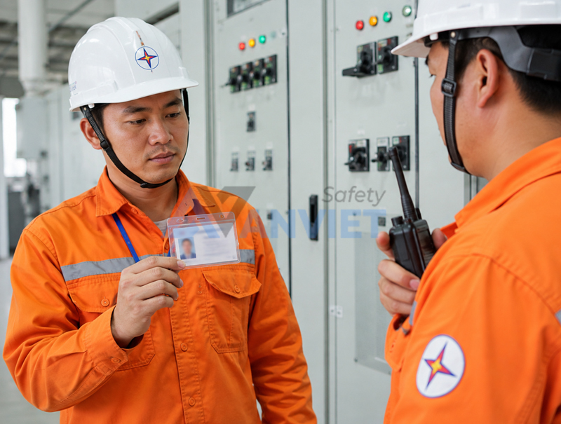 Người lao động cần mang thẻ an toàn điện theo quy định và bảo quản đúng theo hướng dẫn.
