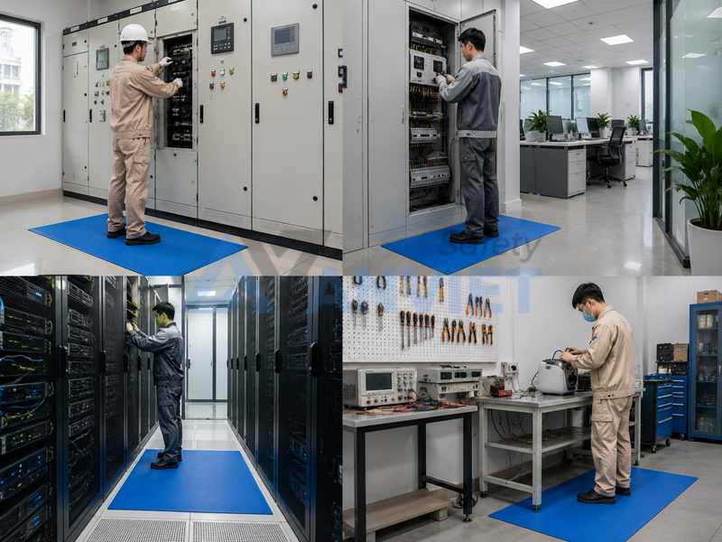 Thảm cách điện được ứng dụng trong môi trường điện dân dụng và hạ thế.