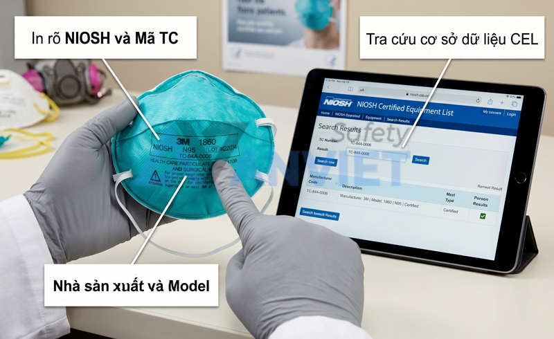 Hướng dẫn kiểm tra khẩu trang bảo hộ đạt tiêu chuẩn NIOSH.