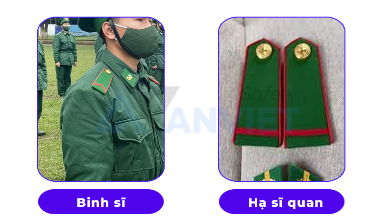 Nhận diện cầu vai hạ sĩ quan - binh sĩ.