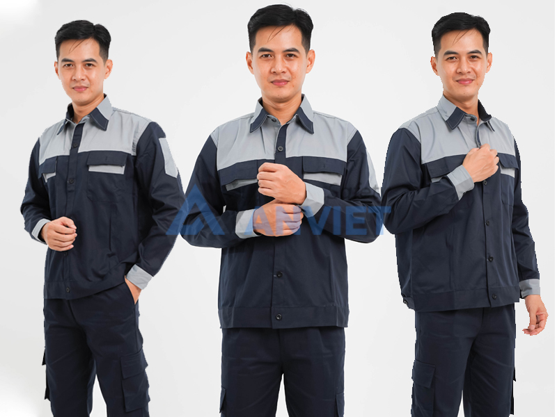 Áo đồng phục công ty màu đen bảo hộ lao động.