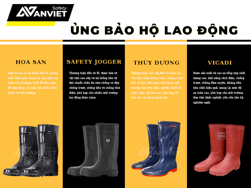 Ủng bảo hộ đa dạng tới từ các thương hiệu uy tín.