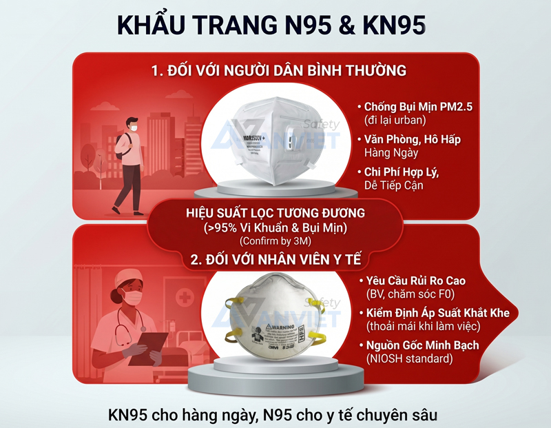 Lựa chọn khẩu trang N95 và KN95 phù hợp nhu cầu và mục đích sử dụng.