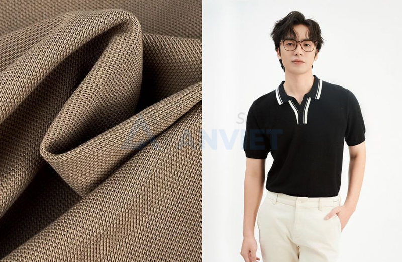 Chất liệu vải may áo polo: Vải thun cá sấu.