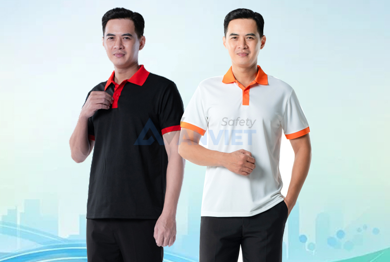 Áo polo đồng phục vải polyester.
