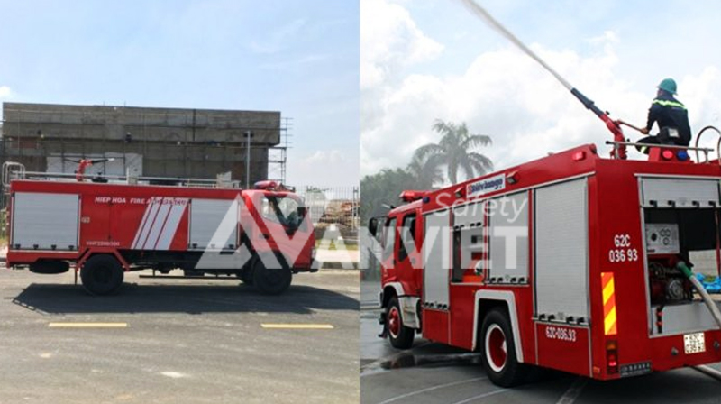 Biển báo và hệ thống vạch sơn cảnh báo quy định đường cho xe chữa cháy.