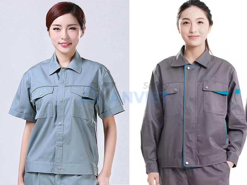 Áo sơ mi đồng phục lao động nữ.