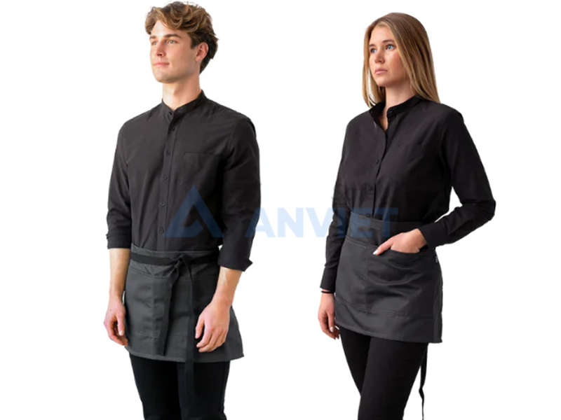 Áo đồng phục công ty màu đen ngành dịch vụ, nhà hàng, khách sạn.