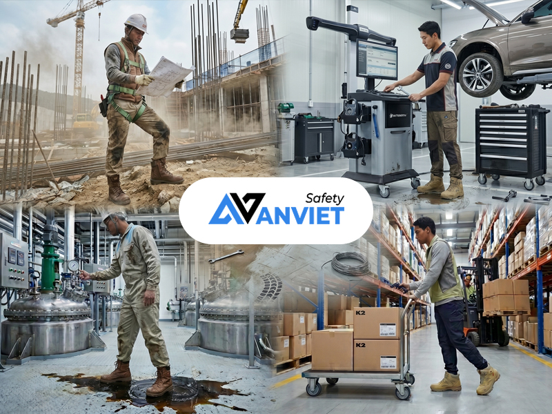 Giày bảo hộ K2 được ứng dụng trong nhiều lĩnh vực khác nhau.