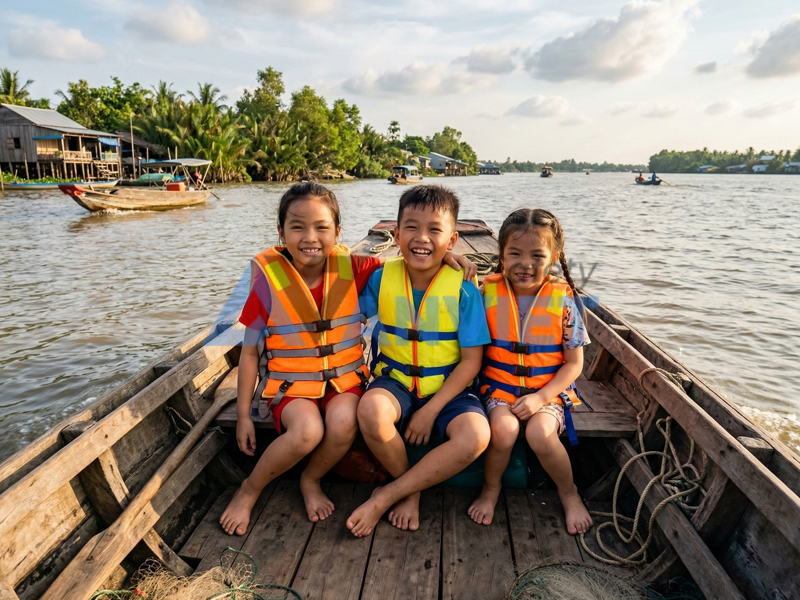 Sử dụng và bảo quản áo phao trẻ em đúng cách.