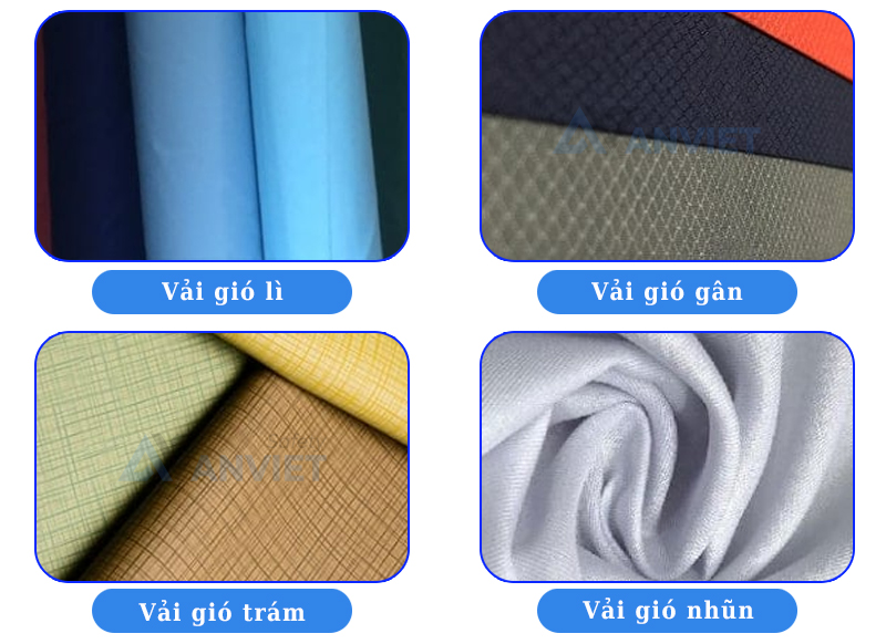 Các loại vải gió phổ biến trên thị trường.